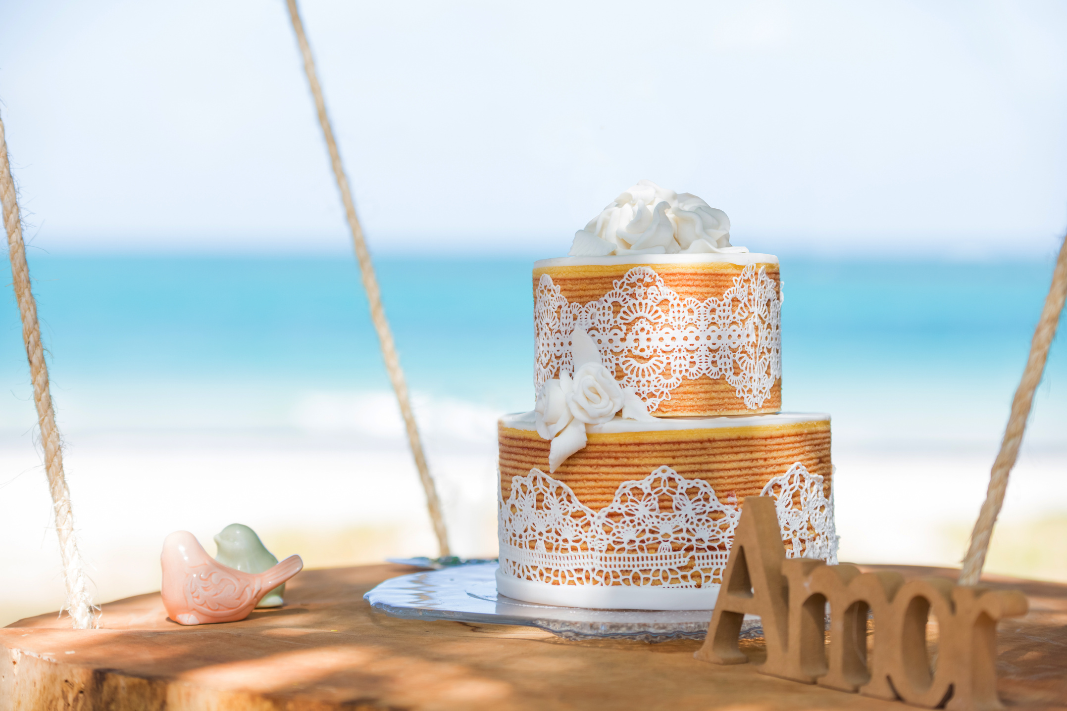 Wedding cake on the beach